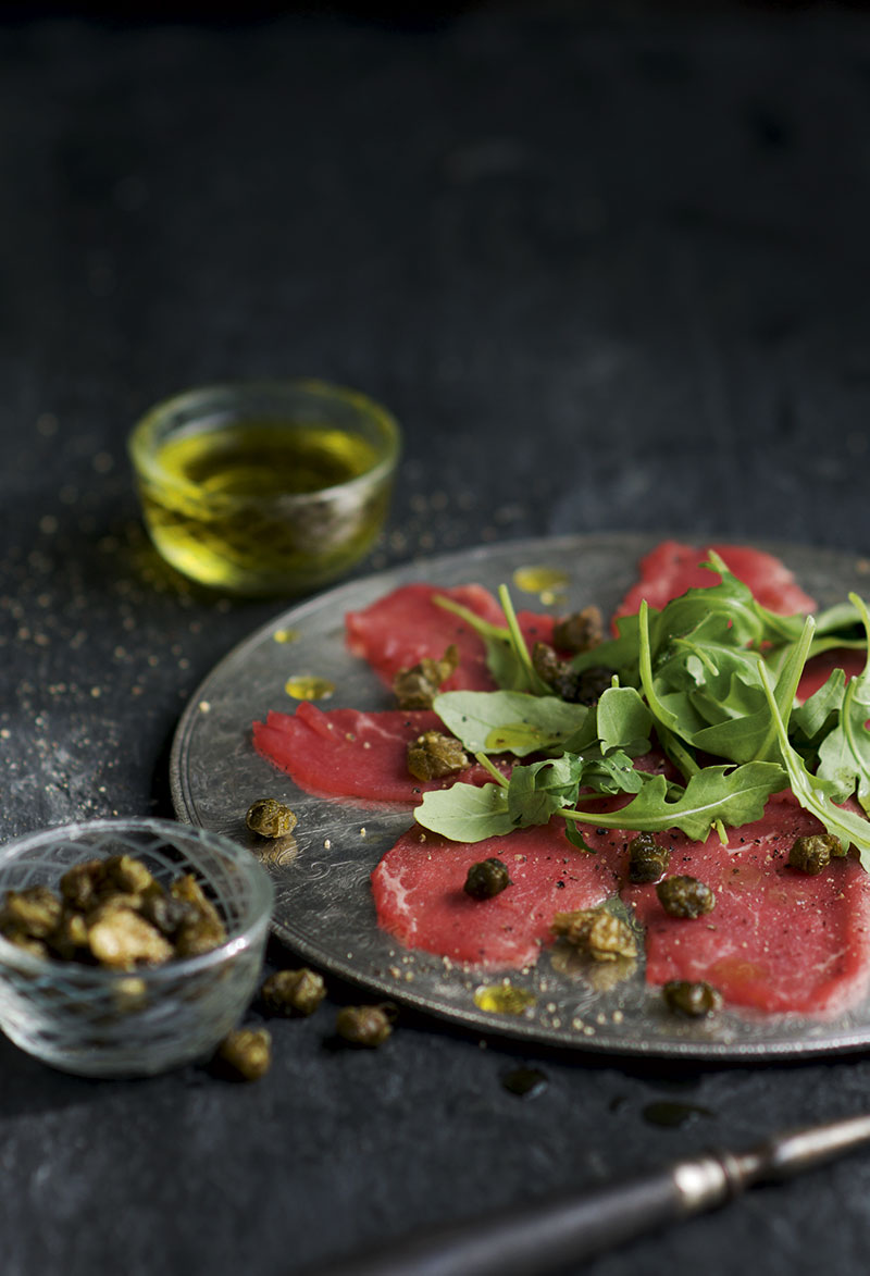 Carpaccio med friterad kapris