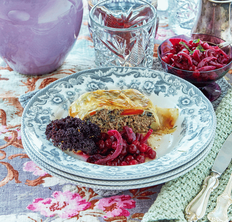 Kålpudding med rödlöksmarmelad