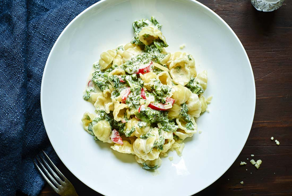 Pasta med grönkål och västerbottenost