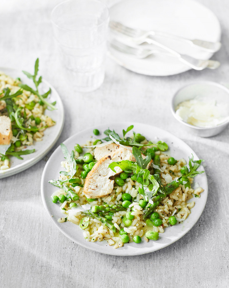 Ärt och bönrisotto med kyckling