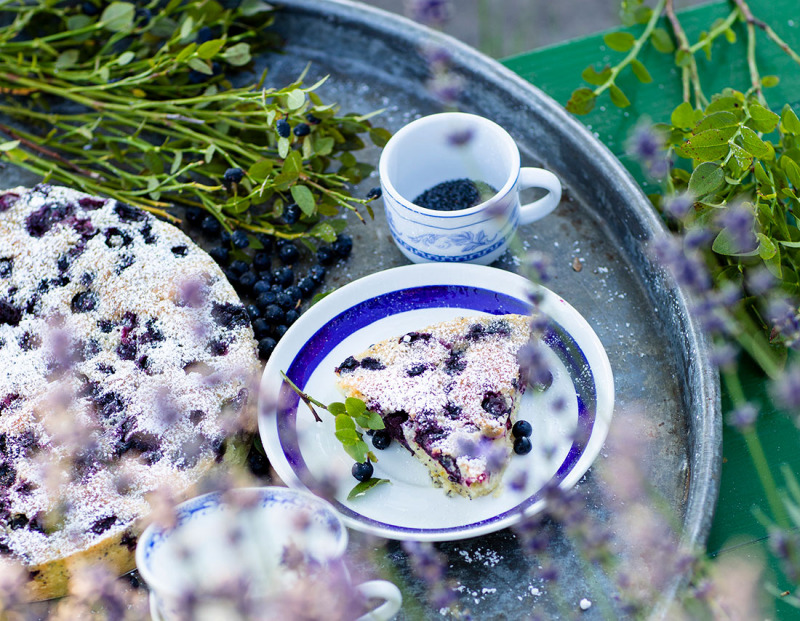 Blåbärskaka med vallmofrön