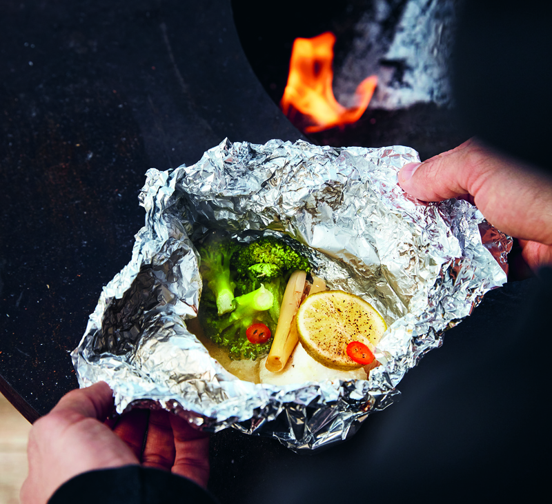 Torskpaket med lime och citrongräs