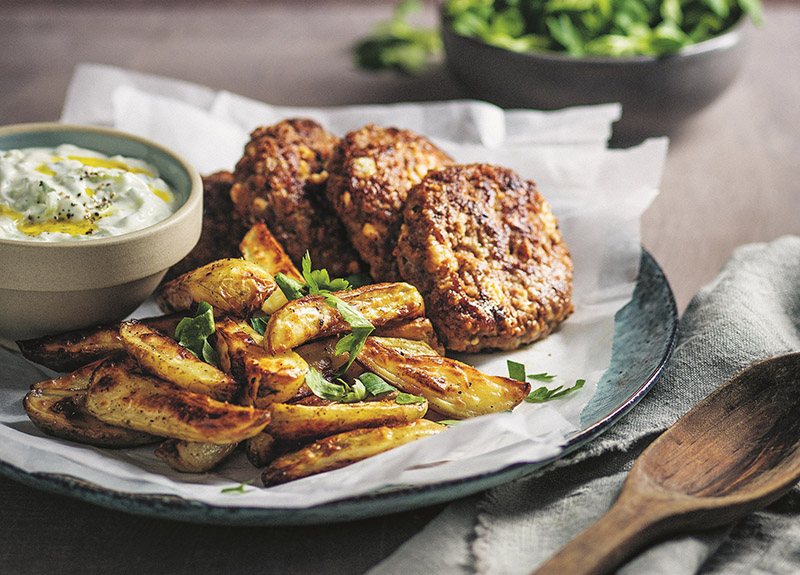 Fetaostbiffar med tzatziki